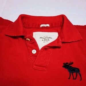 Abercrombie & Fitch Red Polo Muscle Distressed Collar and Hems Shirt